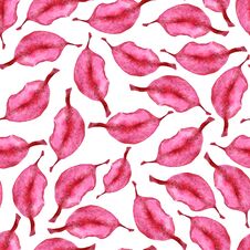 Seamless Pattern With Hand Drawn Watercolor Woman`s Red Lips Royalty Free Stock Images