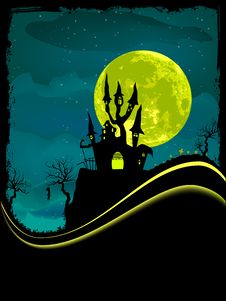 Scary Halloween Castle With Copy Space. Royalty Free Stock Images Scary Halloween Castle With Copy Space. Royalty Free Stock Images