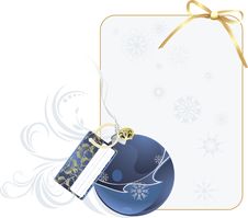 Christmas Blue Ball With Holiday Card Royalty Free Stock Photo Christmas Blue Ball With Holiday Card Royalty Free Stock Photo