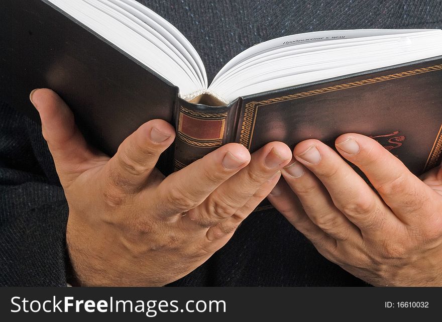 Close up of book in hands