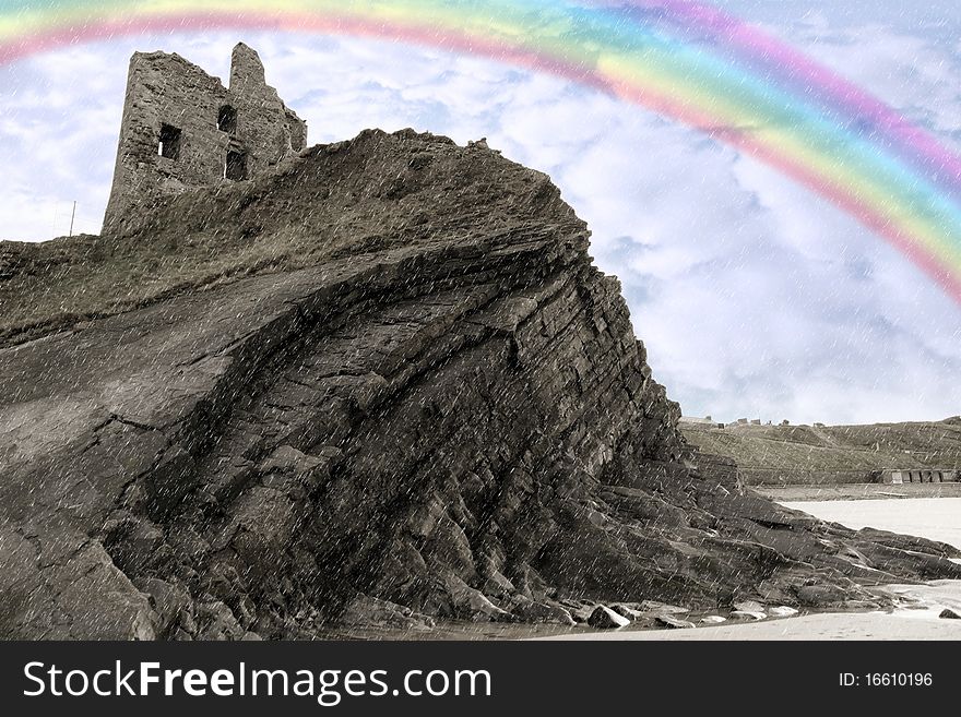 Old Ruins Of A Castle On A High Cliff