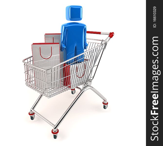 3D Shopping Cart with Customer
