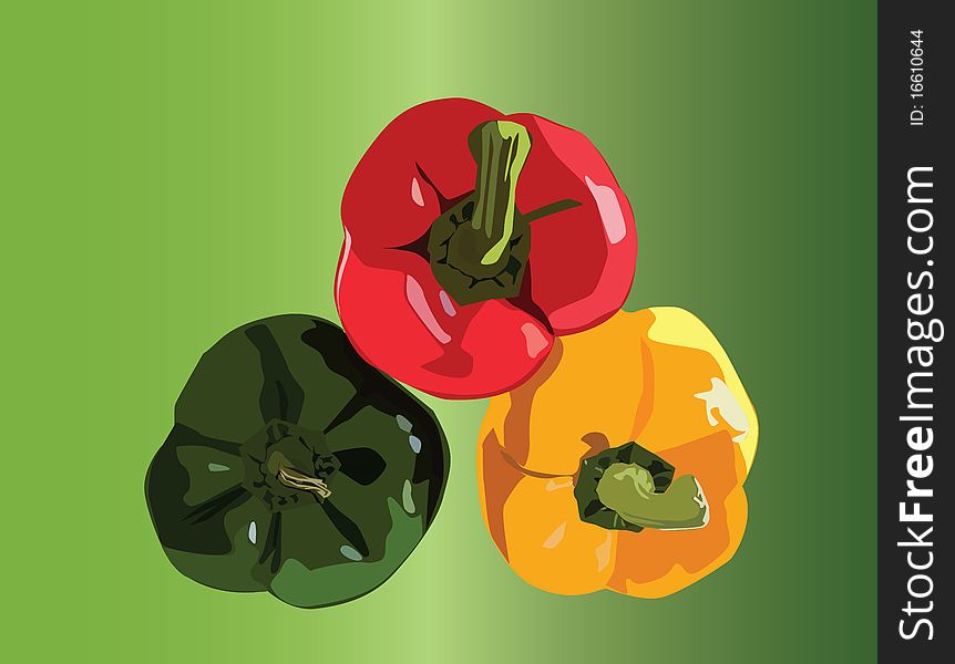 Vector graphic illustration of three peppers for the designers