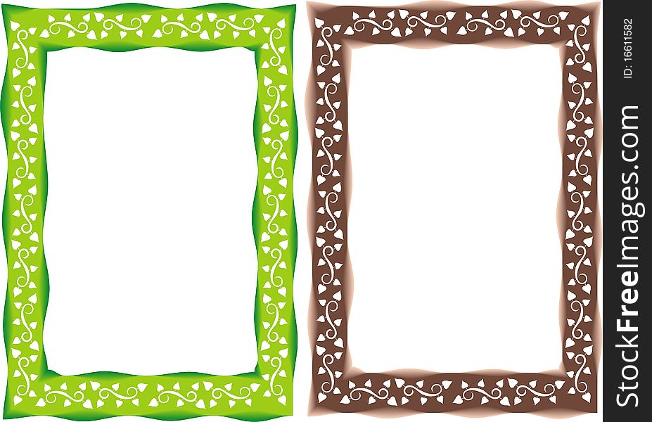 Green and Chocolate frame of leaves. Green and Chocolate frame of leaves