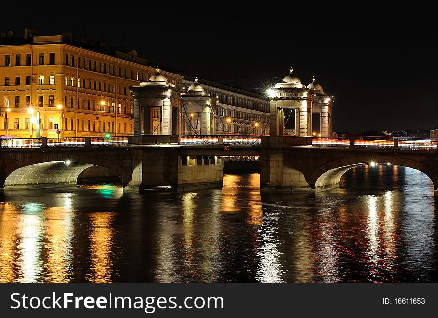 Night view of Fontanka river, Saint - Petersburg, Russia. Night view of Fontanka river, Saint - Petersburg, Russia