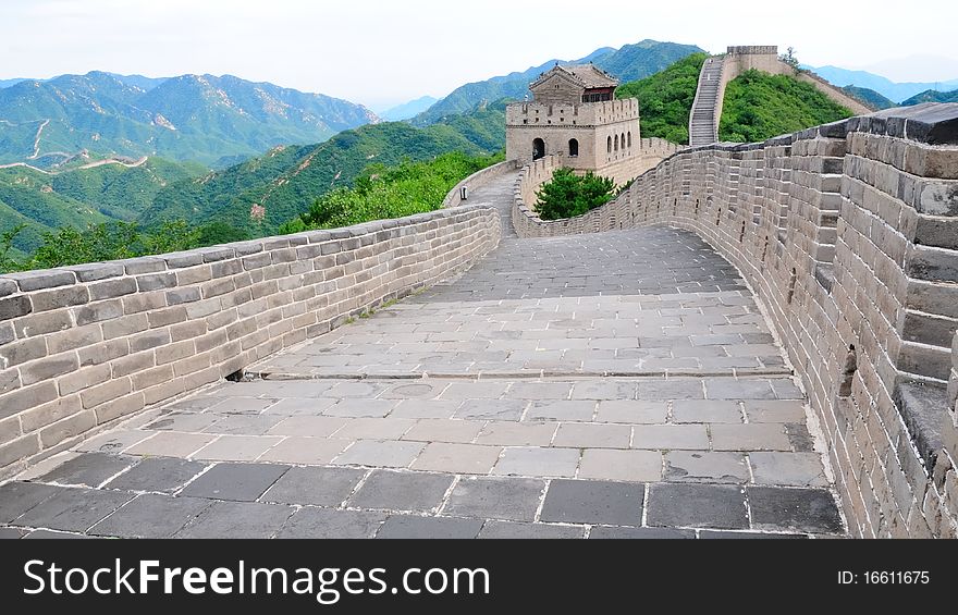 The Chinese great wall at Badaling in the mountains in the north of the capital Beijing. The Chinese great wall at Badaling in the mountains in the north of the capital Beijing