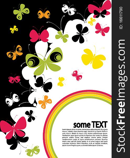 Concept with black text and butterflies. Concept with black text and butterflies