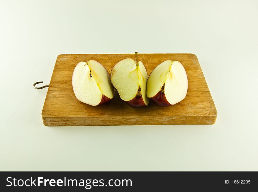 Red apples on white background