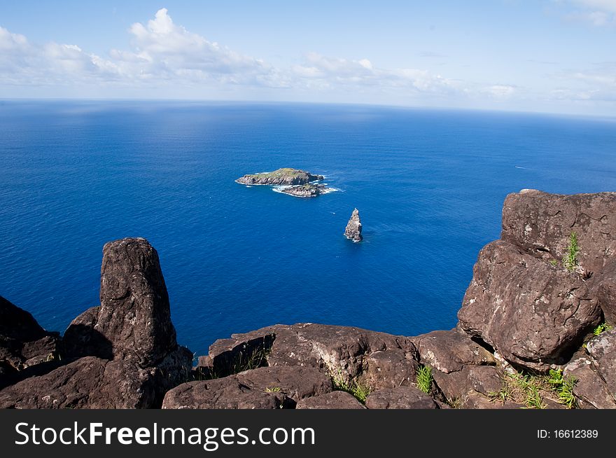 Easter island in Pacific ocean. Easter island in Pacific ocean