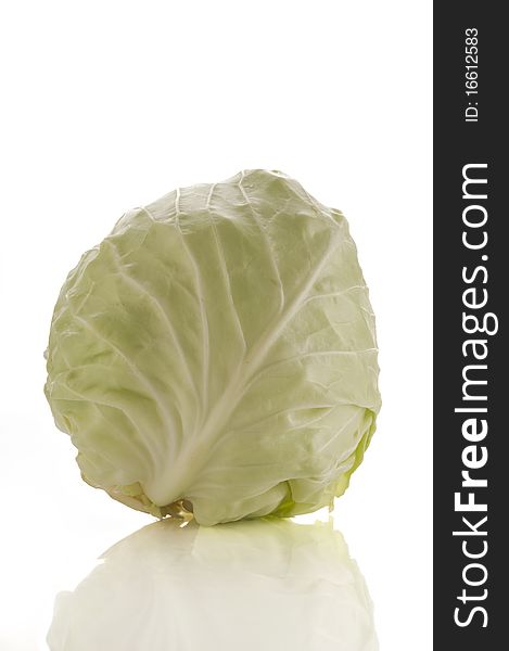 Green cabbage isolated on white background