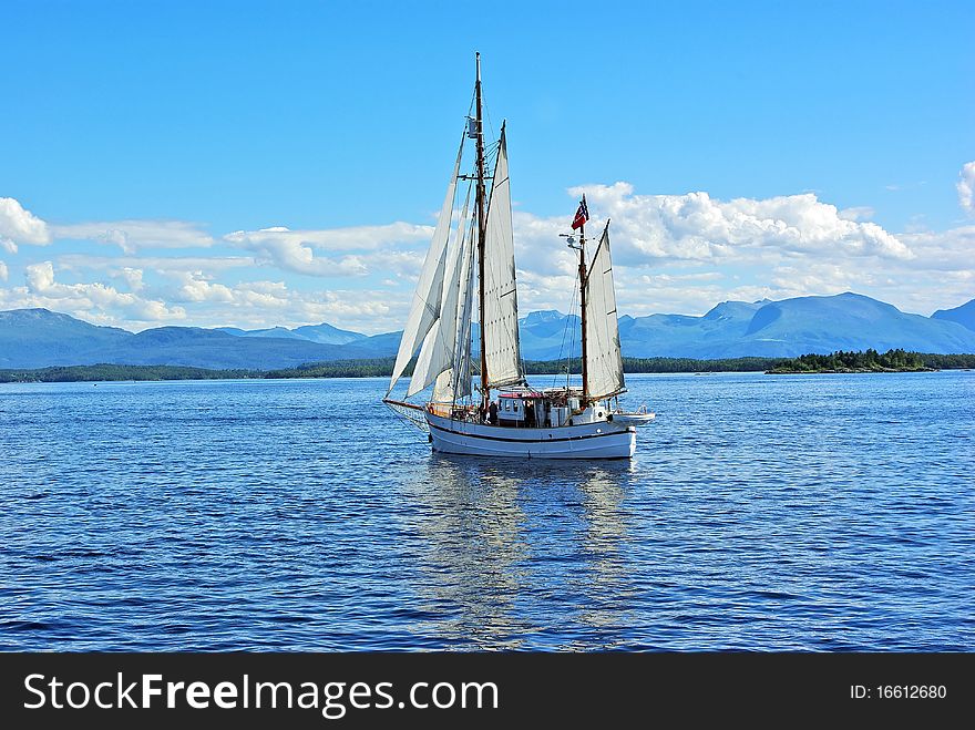 Twin mast sailboat on the sea