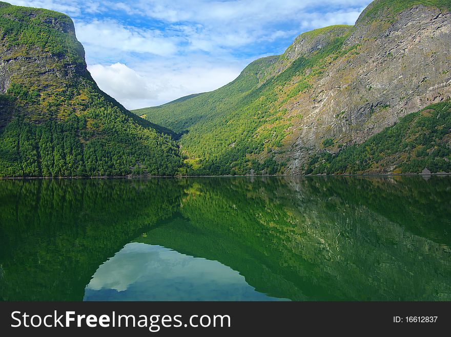 On the photo: Picturesque Norway mountain landscape.