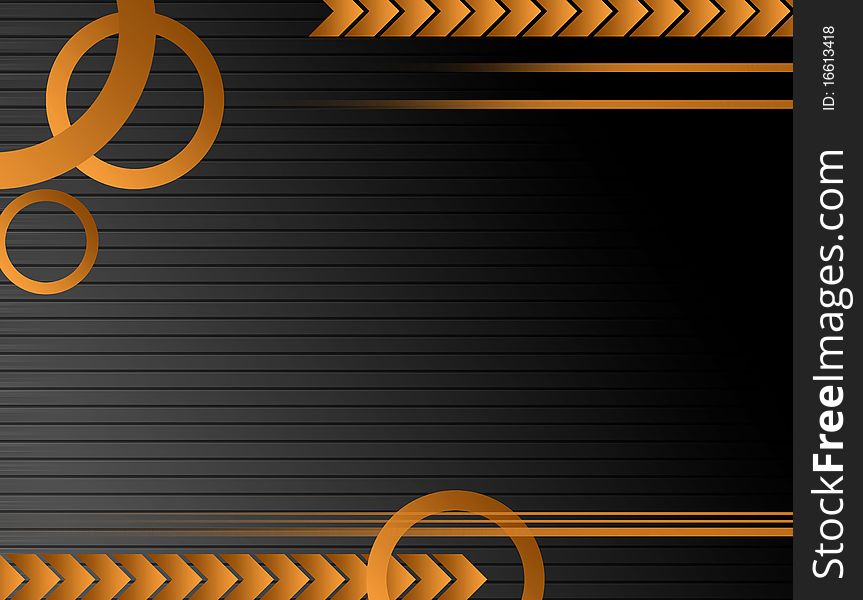 Orange and abstract shapes over empty lines background. Orange and abstract shapes over empty lines background