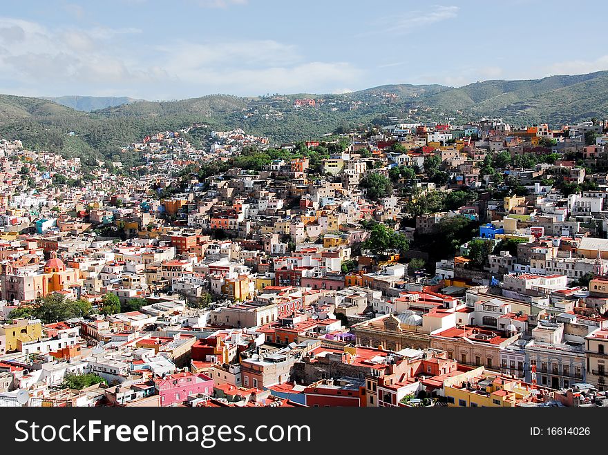 Aerial view of Guanajuato, colorful town in Mexico. Aerial view of Guanajuato, colorful town in Mexico