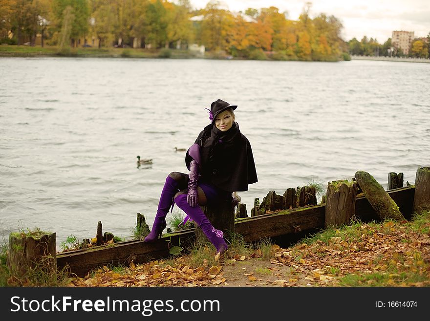 Beautiful girl in the autumn park