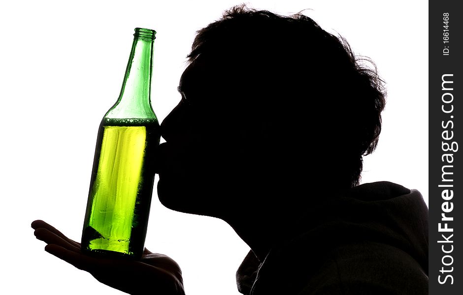 Man Kissing Bottle Of Beer