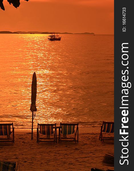 Sunset on the thai beach