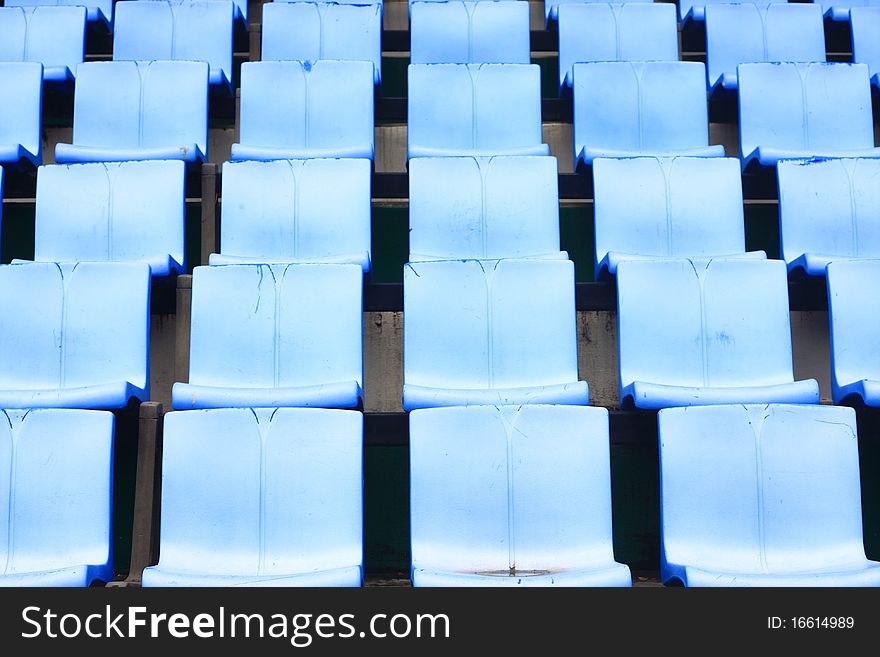 The blue old chair on stadium