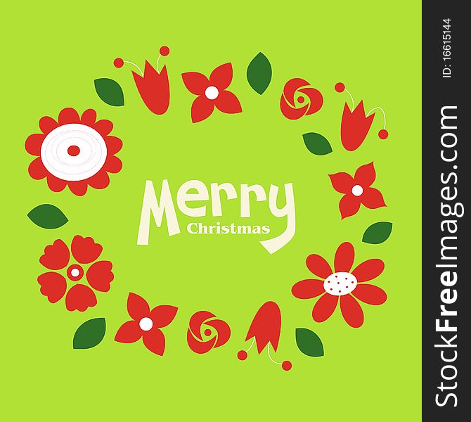Vector Christmas wreath card template