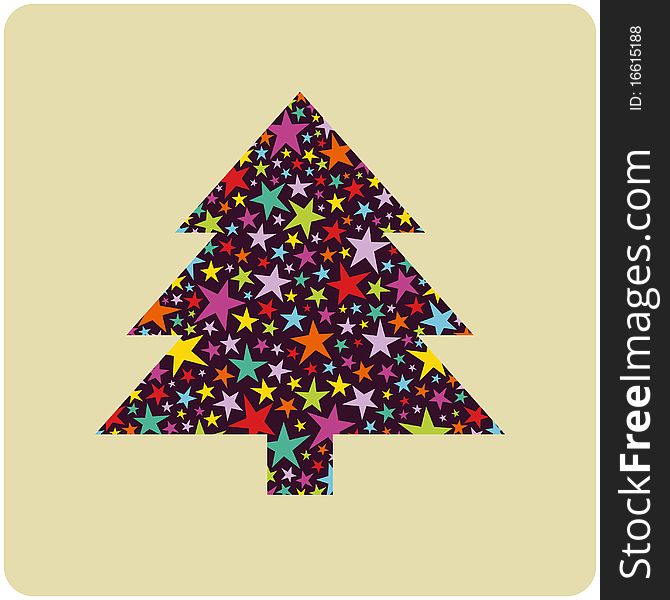 Vector tree of christmas card