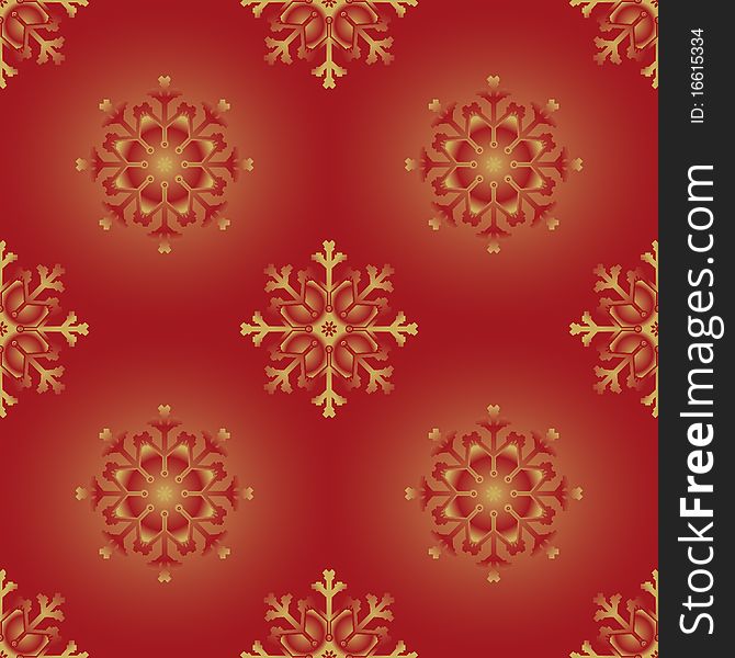 Noble red and gold snowflake repeatable background. Noble red and gold snowflake repeatable background