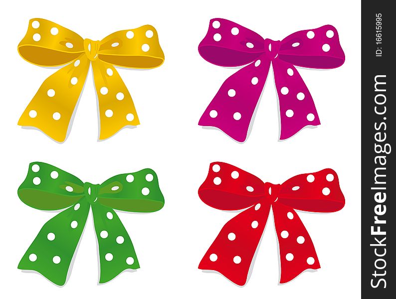 A set of colorful bows. A set of colorful bows