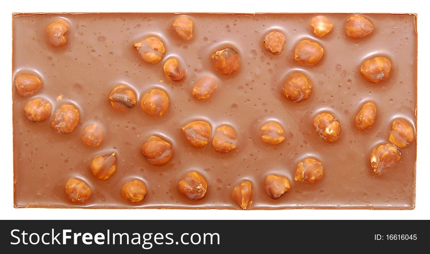 Chocolate bar isolated on a white