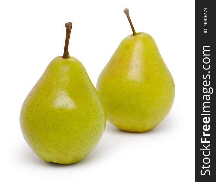 Green pears isolated on a white