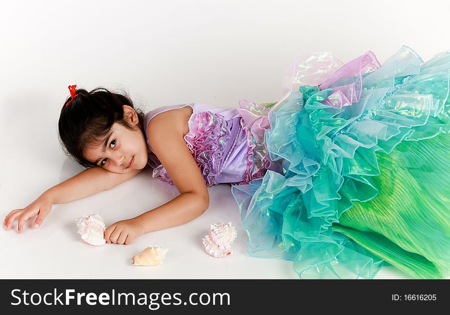 Little girl dressed as mermaid for halloween. Little girl dressed as mermaid for halloween