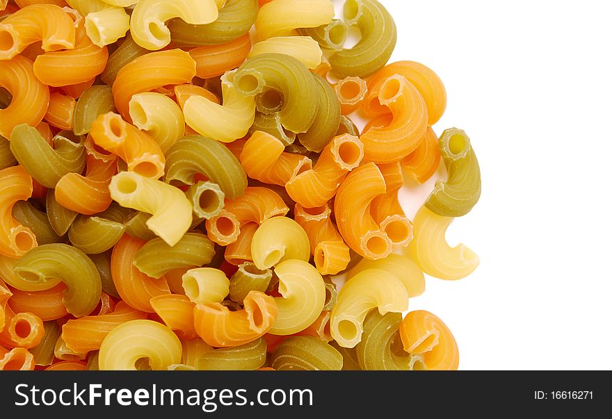 Handful of pasta isolated on white