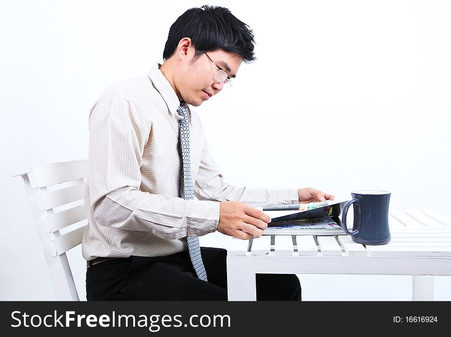 Businessman is relax in the coffee break.