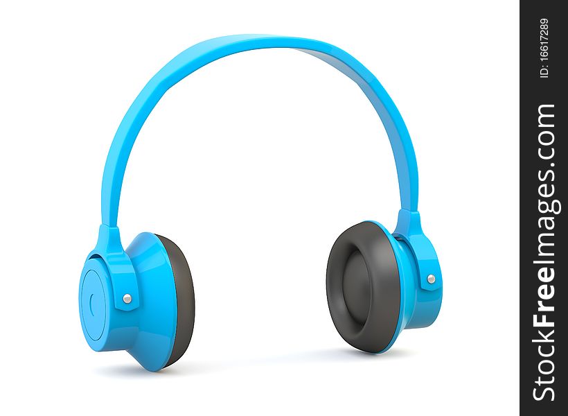 Blue headphones isolated on white background