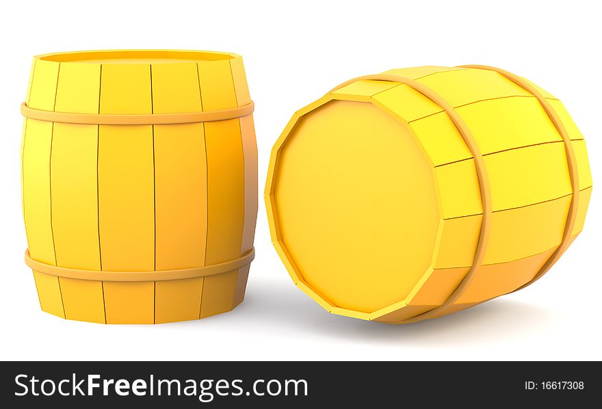 Yellow barrels isolated on white background