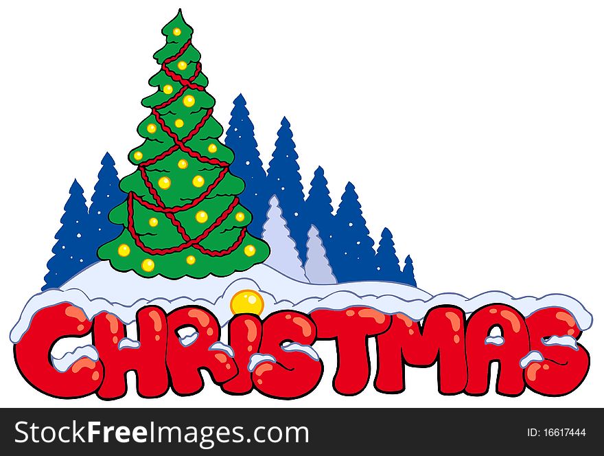 Christmas sign with tree