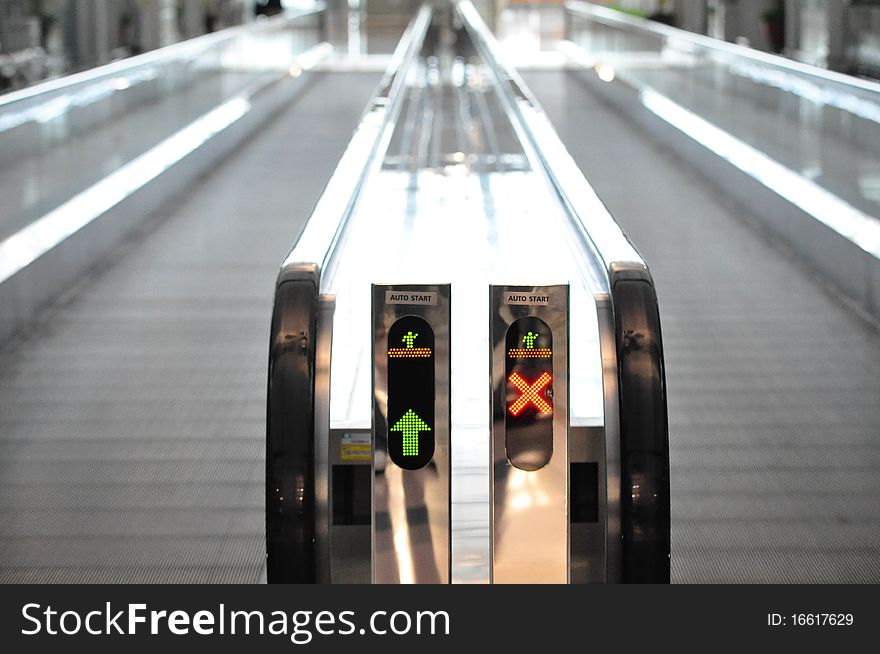 Escalator walkway in modern airport. Escalator walkway in modern airport