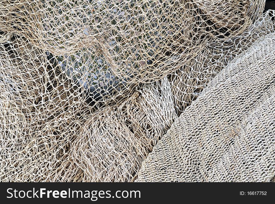 Fishing nets with maintenance tools box. Fishing nets with maintenance tools box