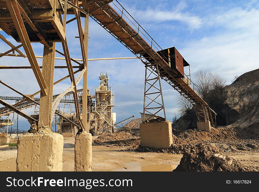 Abandoned gravel pit photographed in a sunny morning