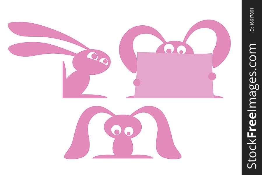 Three Small Pink Rabbit