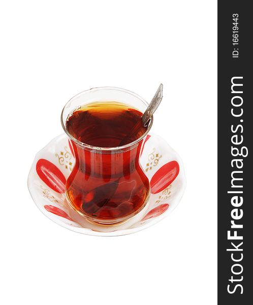 Classic slim black Turkish tea glass