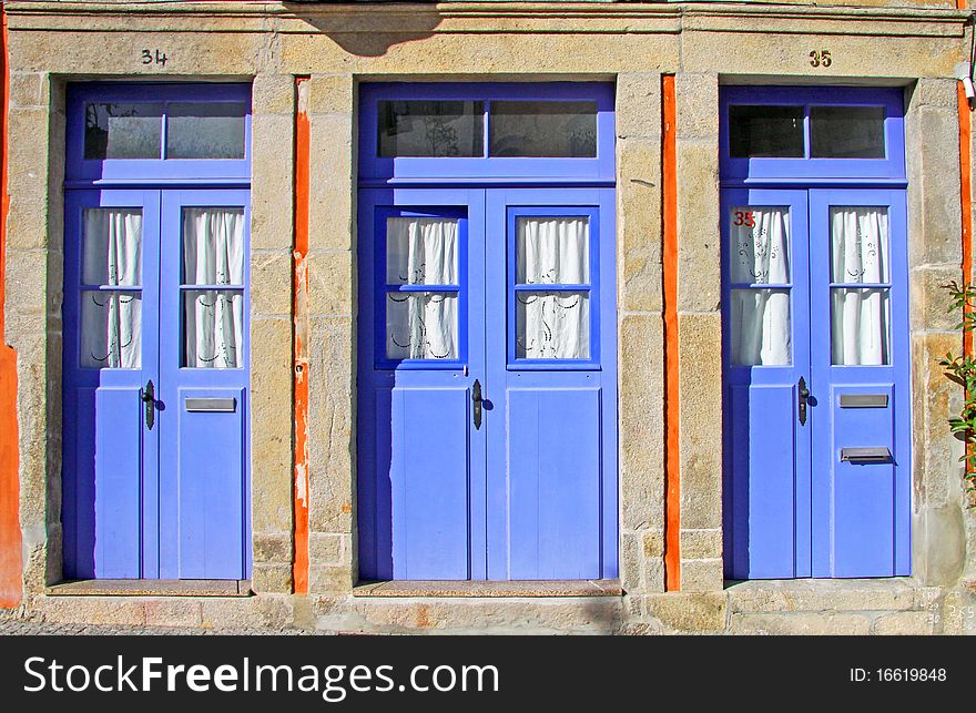 Typical old house blue doors in northen Portugal. Typical old house blue doors in northen Portugal