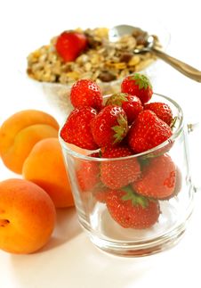 Strawberry In Glass And Muesli Isolated On White Royalty Free Stock Photos Strawberry In Glass And Muesli Isolated On White Royalty Free Stock Photos