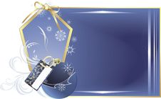 Christmas Blue Ball With Holiday Card Stock Photography Christmas Blue Ball With Holiday Card Stock Photography