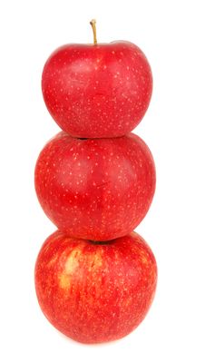 Three Red Apples Pyramidal. Royalty Free Stock Photo Three Red Apples Pyramidal. Royalty Free Stock Photo