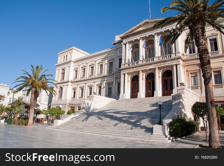 City Hall of Ermoupolis, cyclades island