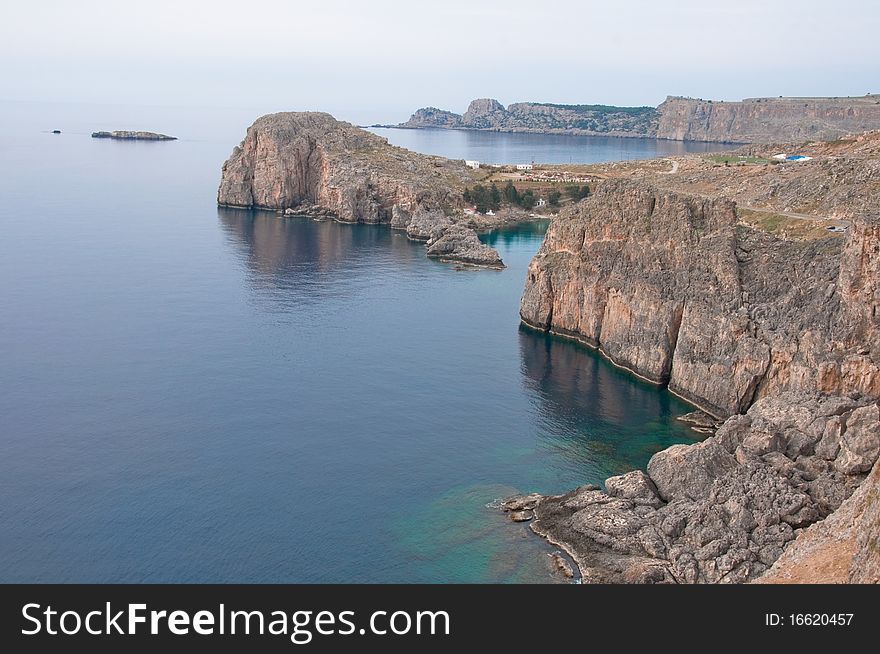 Lindos cliff at Rhodes island