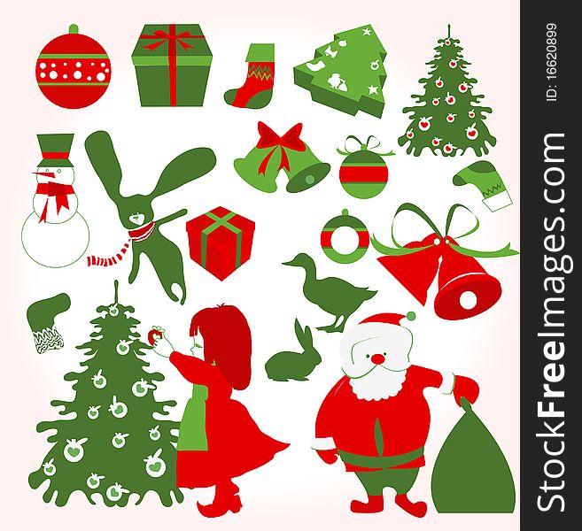 Vectorf christmas and new year set. Vectorf christmas and new year set