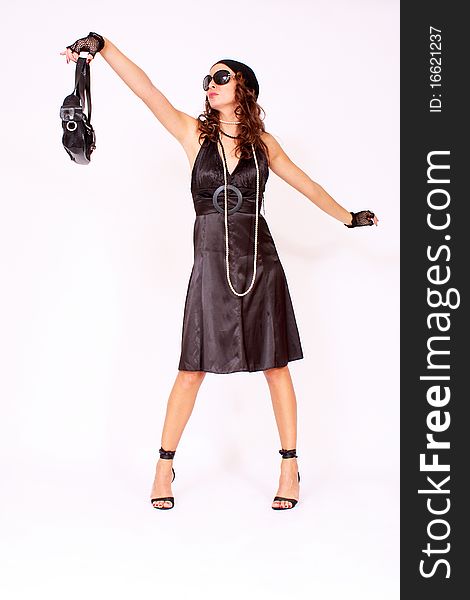 Fashion model with purse - commercial expression