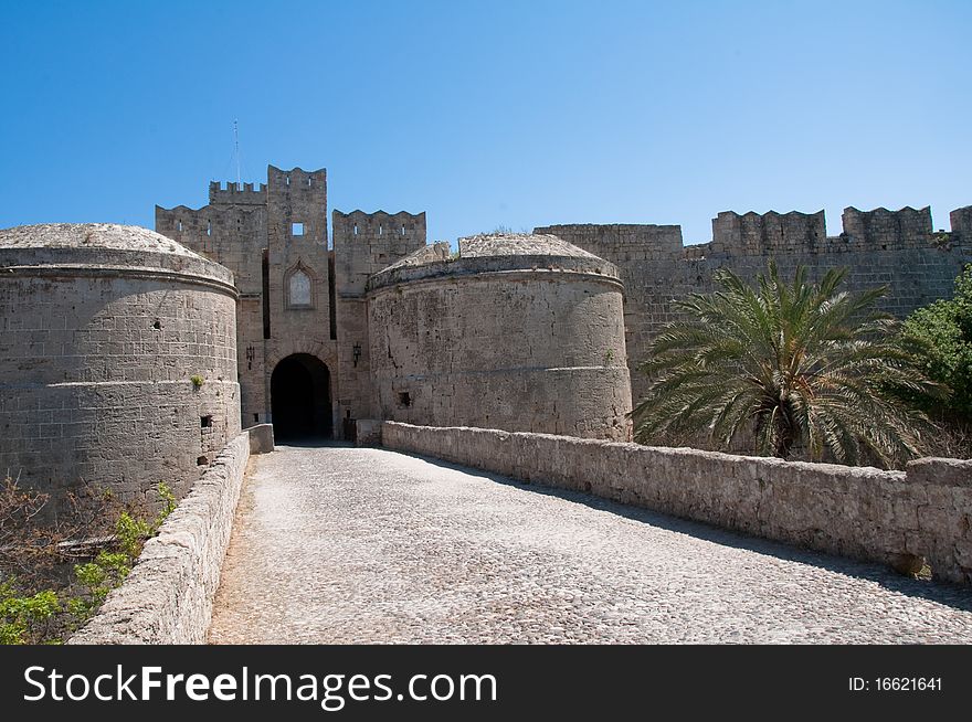 Gate in Wall of Rhodes island. Gate in Wall of Rhodes island