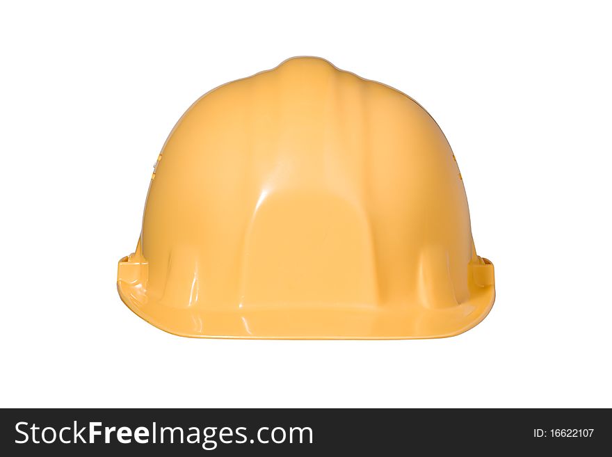 Yellow helmet in full-face on the isolated background