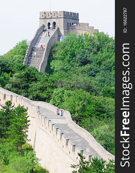 The Chinese great wall at Badaling in the mountains in the north of the capital Beijing. The Chinese great wall at Badaling in the mountains in the north of the capital Beijing